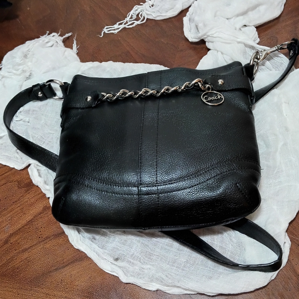 COACH Pebbled Leather Chain N-S Crossbody/Shoulder Duffle Bag/Purse